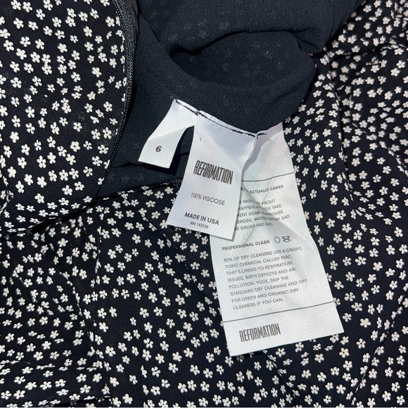 NWT Reformation Black White Floral Long Sleeve Wide Leg Missy Jumpsuit - Picture 5 of 5